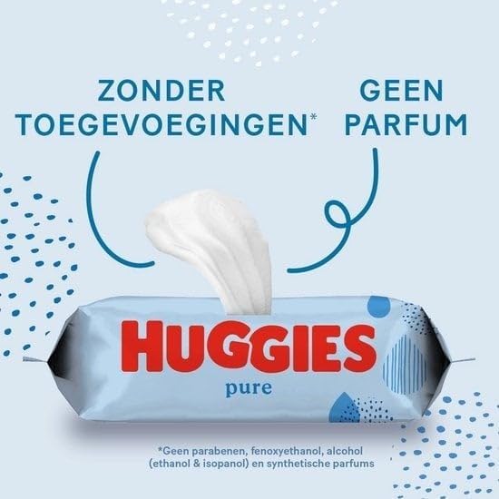 Huggbaby lingettes bébé Pure - 18 paquets de 56 lingettes (1008 lingettes) - 99% d'eau pure