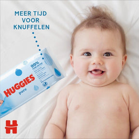 Huggbaby lingettes bébé Pure - 18 paquets de 56 lingettes (1008 lingettes) - 99% d'eau pure